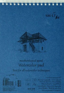 SM.LT Authentic akvarelový blok A4 280 g 35 listů rough hrubý celulózový papír spirála nahoře mikroperforace tvrdá záda FSC acid-free watercolor