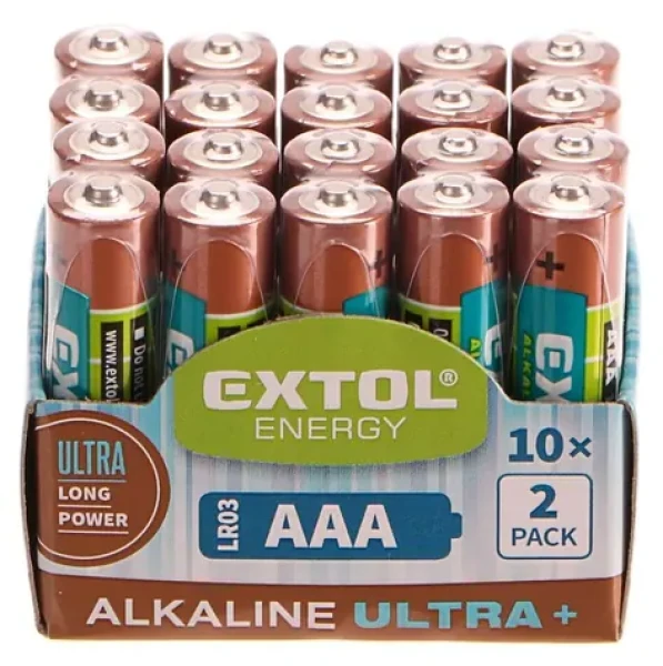 EXTOL-ENERGY Baterie alkalické ULTRA+ 1.5V AAA (LR03) 20ks (EX42012)