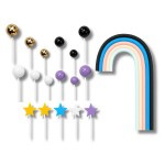 Dortisimo Zápich do dortu Růžovo-modrá duha s hvězdami a koulemi (26 ks)