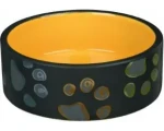 TRIXIE Keramická miska JIMMY s packami tmavě šedá / Miska pro psy / Keramická / 0,75 l / o 15 cm (TX-24775)