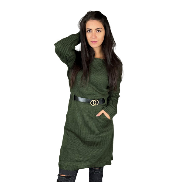 HOSH Pletené šaty ELLIS s páskem Barva: Khaki