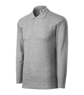 Pique Polo LS polokošile pánská tmavě šedý melír XL