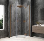 POLYSAN - GLOBE COPPER MATT čtvrtkruhový sprchový kout 1000x900, čiré sklo, pravé GB2190RPG