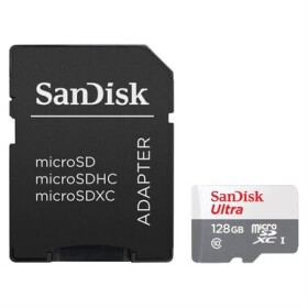 SanDisk Ultra microSDXC 128GB + adaptér / Class 10 / UHS-I U1 / 100MB/s / vhodné pro Full HD (SDSQUNR-128G-GN3MA)