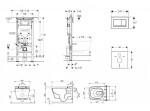 GEBERIT - Duofix Set předstěnové instalace, klozetu a sedátka Tece One, tlačítka Sigma30, Rimless, SoftClose, matný chrom/chrom SANI11CT2101