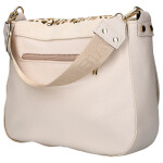 Elegantní dámská koženková crossbody kabelka LB Flower, béžová