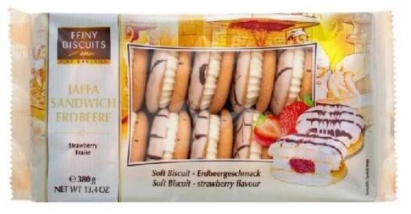 Jaffa Sandwich piškoty Jahodová náplň 380g