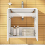 Koupelnová sestava s umyvadlem zrcadlem a osvětlením VitrA Mia 59x61x39,5 cm bílá lesk MIASETFP60B MIASETFP60B