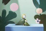 Kay Bojesen Dřevěný ptáček Liv a Lykke Green, zelená barva, dřevo