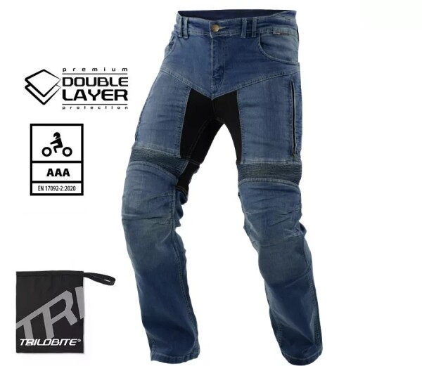 Motocyklové džíny Trilobite Parado doublelayer Aaa regular fit men blue level 2 (zkrácené) - 34 / modrá