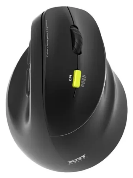 PORT CONNECT Ergo Shape pravoruká černá / Bezdrátová ergonomická myš / Bluetooth + 2.4 GHz / 2400 DPI (910007)