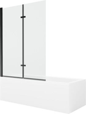 MEXEN/S - Cubik obdélníková vana 150 x 70 cm s panelem + vanová zástěna 120 cm, transparent, černá 550315070X9212027000
