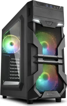 Sharkoon VG7-W RGB černá / ATX / 2x USB 3.0 / 3x 120 mm / průhledná bočnice / Bez zdroje (4044951026869)