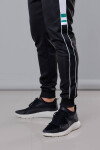 Černé pánské teplákové kalhoty lampasy (8K161) Barva: odcienie czerni, Velikost: