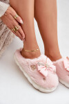 Futřené Pantofle Se Stužkou A Připínáčky Růžové Annalira 38/39