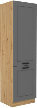 Vysoká skříňka na vestavnou lednici Luna 60 LO-210 2F Barva korpusu: Dub artisan, Barva dvířek: Clay Grey