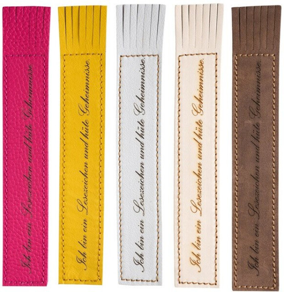 Kožená záložka se střapci Ich bin ein Lesezeichen