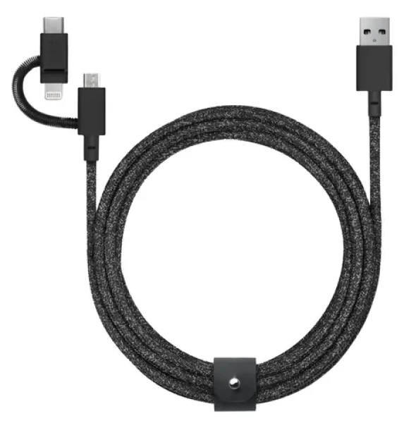Native Union Belt Cable Universal 2m cosmos / Nabíjecí kabel / USB-A - USB-C + Micro USB + Lightning / MFi (BELT-ULC-CS-BLK-NP)