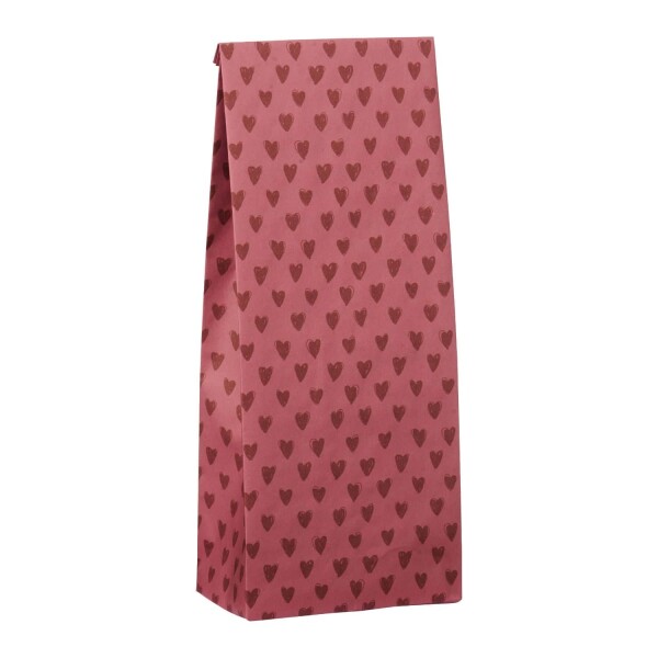 Ib Laursen Papírový sáček Desert Rose Hearts 30,5 cm – set 5 ks, červená barva, papír