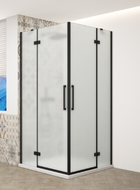 GELCO - TRINITY BLACK obdélníkový kout 800x900 rohový vstup, matné sklo, GT2280-90M-B GT2280-90M-B