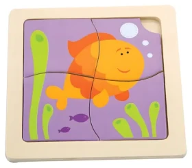 VIGA Dřevěné puzzle Rybka 4 dílky