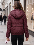 Dámská prošívaná bunda s kapucí, vínová, FashionStreet TY5859 L