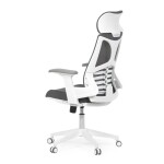 Židle kancelářská, tmavě šedá síťovina MESH, bílý plast, plastový kříž