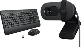 Logitech MK540 Advanced US + Brio 100 šedá / Bezdrátová sada klávesnice, myši a webkamery / USB
