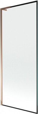 MEXEN/S - Next L vanová zástěna FIX 80 x 150, černá vzor, růžové zlato 895-080-000-03-70-60