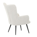 Křeslo "ušák", potah krémová látka, nohy černý kov