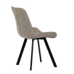 Židle jídelní, béžová látka v dekoru broušené kůže, černý kov