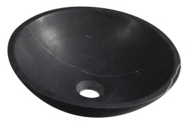 SAPHO - BLOK kamenné umyvadlo na desku Ø 40cm, matný černý Marquin 2401-35