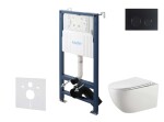 Kielle - Genesis New Set předstěnové instalace, klozetu Gaia, Rimless, sedátka softclose a tlačítka Gemini New II, matná černá 30528SS15
