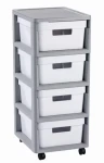 Curver INFINITY Regál se zásuvkami 4x11l šedo-bílá (231559)