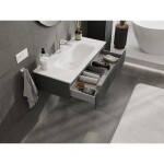 MEXEN/S - Rivel koupelnová skříňka 100 cm s umyvadlem Vela, 1 šuplík, reliéf , grafit mat/bílá mat 91A20-10023-1-BF66-W23M01
