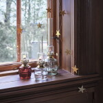 Strömshaga Petrolejová lampa Red Brass Small, červená barva, sklo, kov