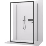 CERANO - Třístěnný sprchový kout Varone POINT U L/P - 6 mm - černá matná, transparentní sklo - 130x90x195 - posuvný CER-DY505B-90126