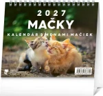 NOTIQUE Stolový kalendár Mačky 2027 / Stolní kalendář / slovenský / se jmény koček / 16,5 x 13 cm