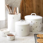 Bastion Collections Keramická dóza White/Brown Hearts B, bílá barva, keramika