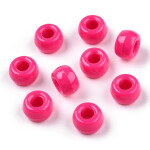 Akrylové korálky - pony beads - tmavě růžové - 6 x 9 mm - 10 ks