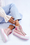 Dámské vysoké textilní tenisky na platformě Big Star LL274186 Růžová 38