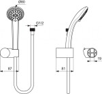 IDEAL STANDARD - Idealrain Set sprchové hlavice 80, 3 proudy, držáku a hadice, chrom B9507AA
