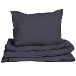 Storefactory Povlečení z organické bavlny Crinkle Midnight 150 × 210 cm, šedá barva, textil