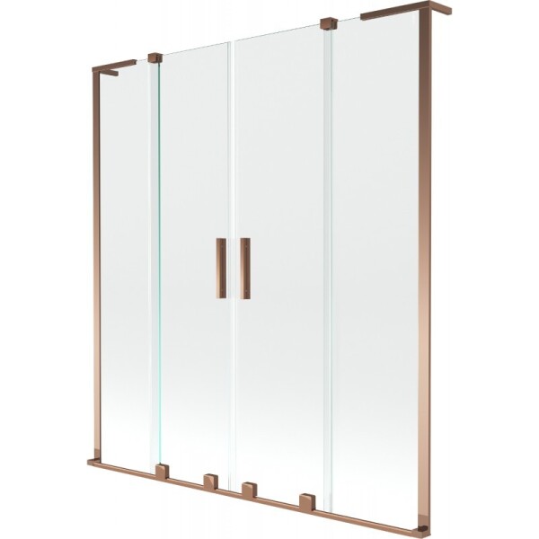 MEXEN/S - Velar L Duo dvoukřídlá posuvná vanová zástěna 140 x 150, transparent, růžové zlato 896-140-003-02-60