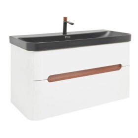 Koupelnová skříňka s umyvadlem a baterií SAT Fusion 97,5x53x45 cm bílá matná mat SATFUSION2100WBKMBA SATFUSION2100WBKMB