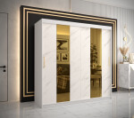Šatní skříň Abi Golden Pole Barva korpusu: Bílá, Rozměry: 120 cm, Dveře: Černý mramor se zlatým zrcadlem