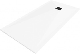 MEXEN/S - Stone+ obdélníková sprchová vanička 160 x 90, bílá, mřížka černá 44109016-B