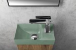 SAPHO - PICCOLINO betonové umývátko 30,8x17cm, baterie vpravo, zelená mat PK30523