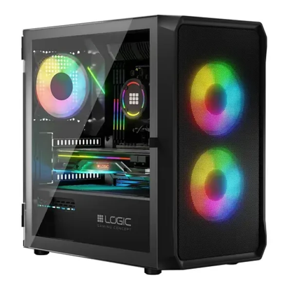 Logic Portos ARGB Mini černá / micro-ATX / mini-ITX / 1 x USB 3.0 / 2 x USB 2.0 / bez zdroje / průhledná bočnice (AM-PORTOS-10-0000000-0002)