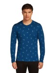 ICEBREAKER Mens 200 Oasis LS Crewe Snow Day AOP, Atlantis/Topaz/Aop (vzorek) velikost: M